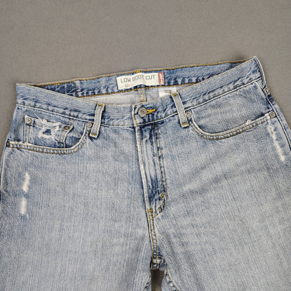 Vintage Y2K Levis Low Boot Cut‎ 34x28 Blue Patchwork Thrashed Skater Grunge Rave